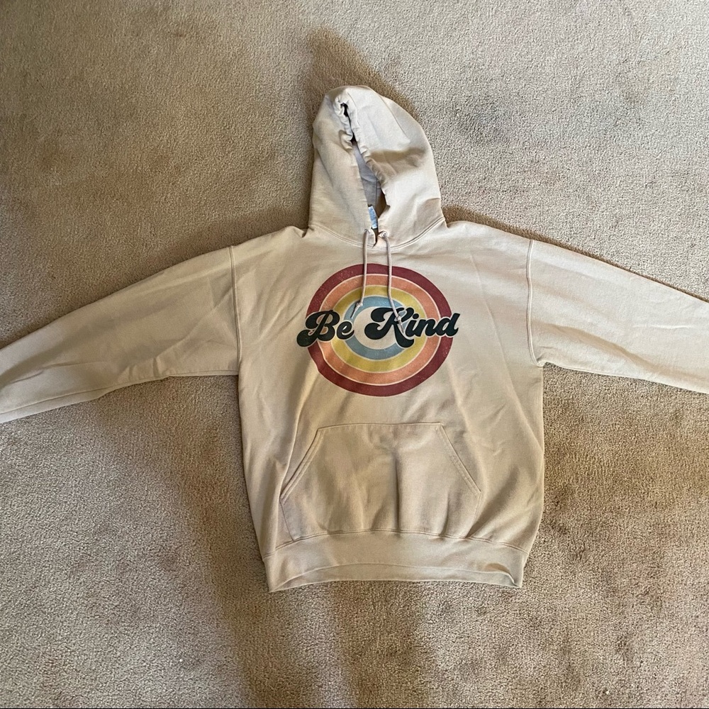 Be Kind tan hoodie